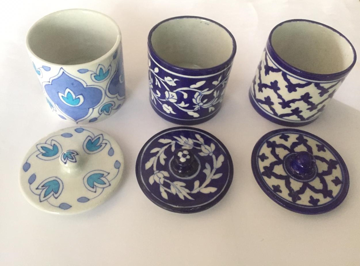 Blue Pottery Cotton Jar